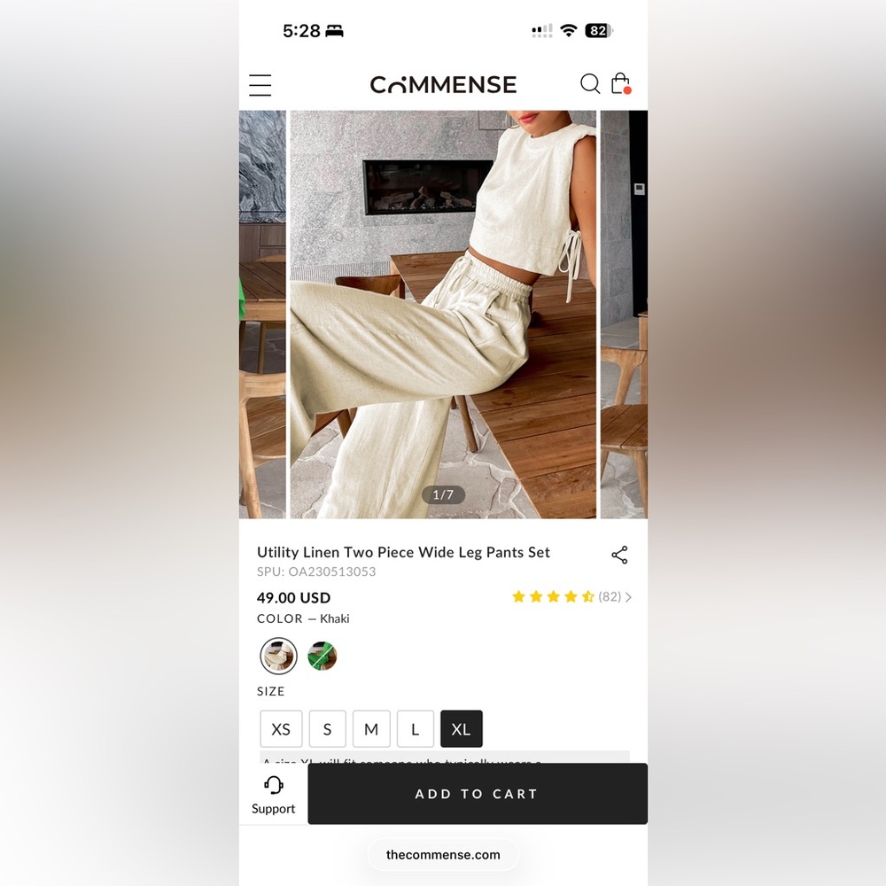 Commense Cream Two Piece Wide Leg Pants Set